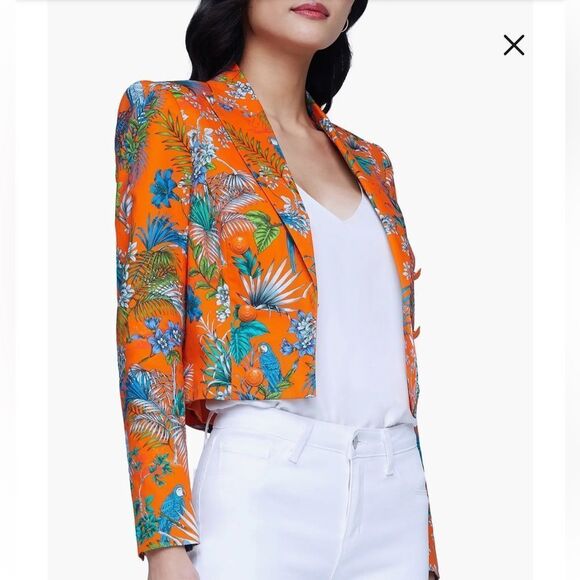 NWT L AGENCE Inez Floral Print Crop Blazer
In Orange Multi Parrot Size 6 - Picture 10 of 12
